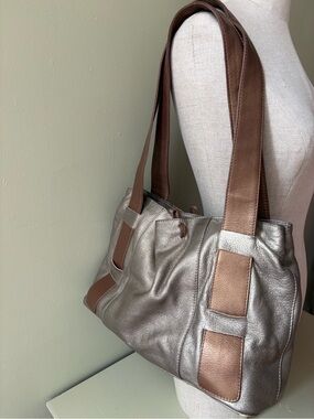 Fiona Metallic bronze Brown Leather Shoulder Bag